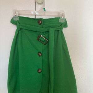 High waist elastic with belt skirt